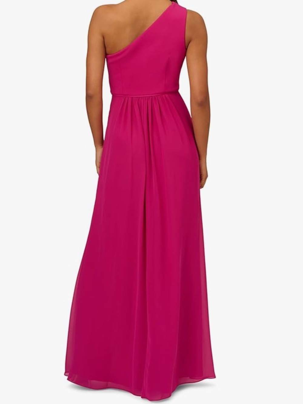Adrianna Papell One-Shoulder Fuchsia/Magenta Maxi Dress - Picture 2 of 8